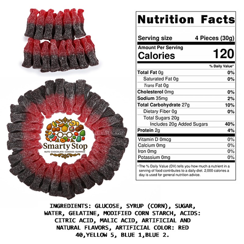 Smarty Stop Sour Cola Bottle Gummy Candy (3 Pound, Cherry)