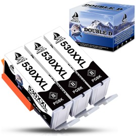 DOUBLE D PGI-530 for Canon 530XXL Replacement for Canon Pixma TS8750 Printer Cartridges Compatible with Canon PIXMA TS8750 TS8751 (3PGBK)
