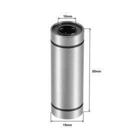 sourcing map LM10UU Linear Ball Bearings Extra Long 10mm Bore Diameter 19mm Outer Diameter 55mm Length Pack of 2