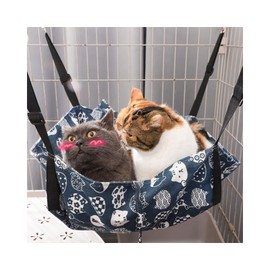 Cat Hammock, Cat Hammock, For Chairs, Cages, Adjustable Lines, Pet Bed, Hanging Bed, Breathable, Sun-soaking Playground, Hardware, Durable, Washable, For Summer and Winter, Blue, L