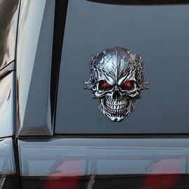 2 PCS Terrifying Skull Vinyl Decals Waterproof Removable Stickers for Car Truck Laptop Window A-34