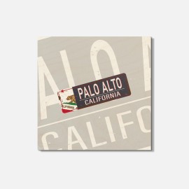 Unbranded Palo Alto City California USA State Retro 4'' X 4'' Square Wooden Coaster