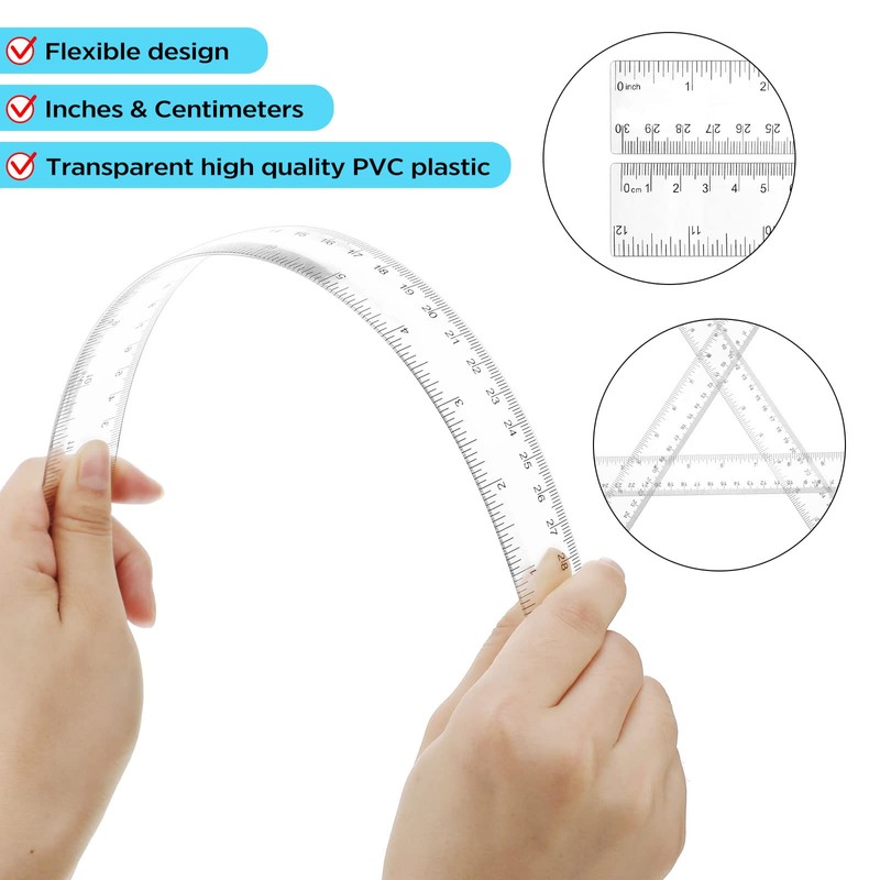 Zonon 6 Packs 12 Inch Plastic Ruler and 6 Inch