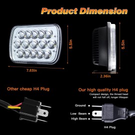 Unbranded Pair For Toyota Pickup 1982-1995 Hardbody Truck 5x7"7x6" LED Headlights H4 Beam