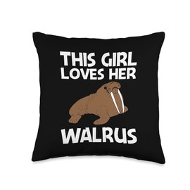 Cool Walrus For Girls Kids North Pole Pacific Arctic Animal Throw Pillow