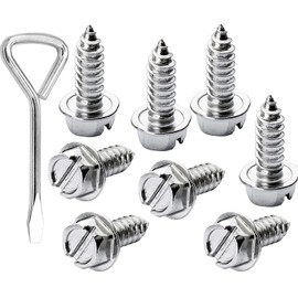 QiqaMole 8PCS License Plate Screws for Car, Rustproof Stainless Steel Screws, License Plate Bolts for Domestic Vehicles, Stainless Fasteners for License Plates with Screwdriver (Silver, Silver-8)