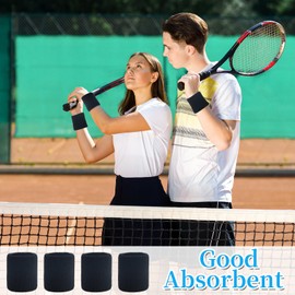 4 Pack Black Sweatbands Sports Wristband Cotton Sweat Band for Men and Women, Good for Tennis, Basketball, Running, Gym