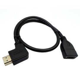 Haokiang - Cable de extensión HDMI, ángulo de 90 grados, adaptador HDMI macho a hembra, cable de extensión HDMI chapado en oro para televisores, portátiles -50 cm (M/F derecha)