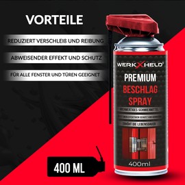 WerkXheld WerkXheld Beschlagspray fr Fenster und Tren - 400ml Wartungsspray, Fensterschmiermittel & ?l, Optimiert fr Fensterbeschl?ge, Langzeitpflege und Schutz