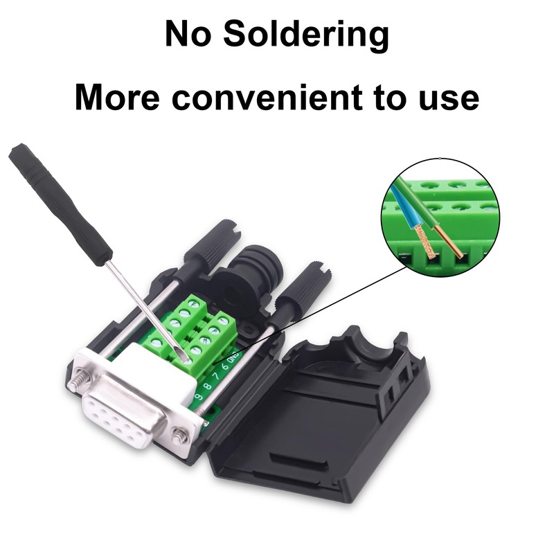 YARCHONN DB9 Female Solderless Connector Breakout Board RS232 D-SUB 9
