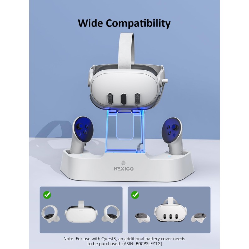 NexiGo Enhanced Charging Dock with LED Light [On/Off] for Oculus