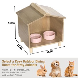 BALAPET Outdoor Cat Feeder & Shelter - Waterproof Cat House for Outdoor Feeding Station, Perfect for Feral Cats, Birds, Rabbits, Cats & Dogs