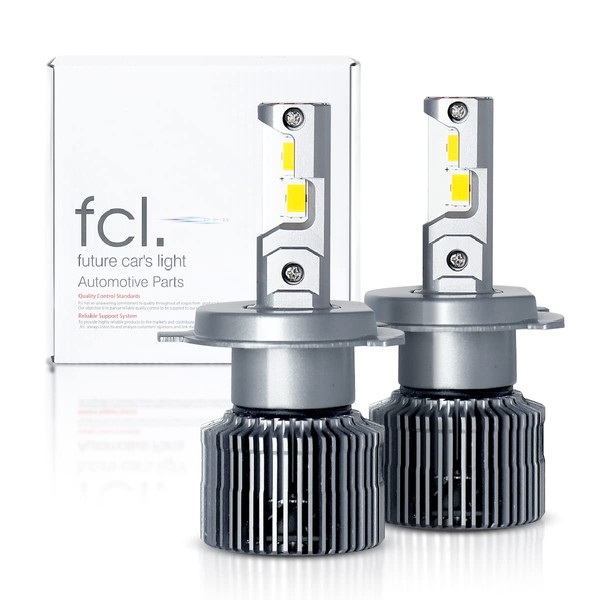 fcl. H4 LED Headlight Bulb, Halogen Light Bulb, Warm Color, 6,200 lm, Compatible with Vehicle Inspections, 12 V, For Cars, Left and Right Minutes, Silent Design, Fan Included, Long Life