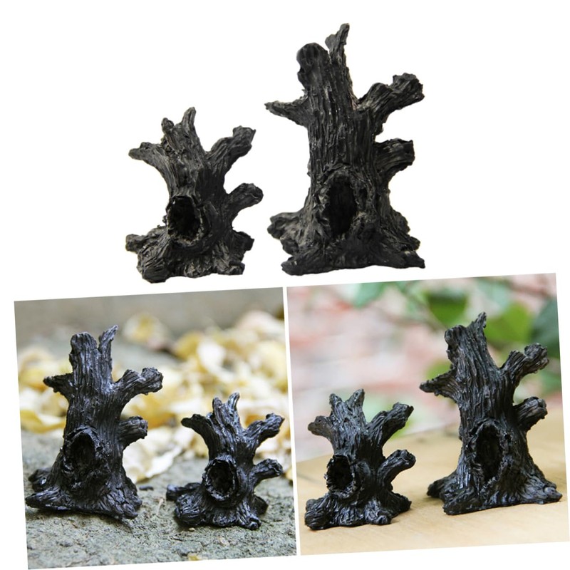 Sosoport 3pcs Landscape Resin Tree Statues Tree Trunk and Hollow