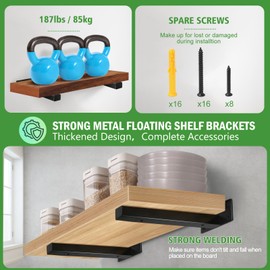 Jamiikury 10 Inch Floating Shelf Brackets Heavy Duty, Square Shelving Brackets, Metal Floating Shelf Supports, Black Wall Mount Brackets 4 Pack