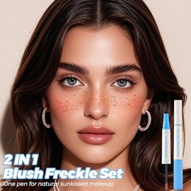 Erinde Blush Pen con Pecas Naturales, 2 en 1 Sello Líquido Para Pecas (marrón) y Colorete Líquido, Lápiz de Colorete con Pecas Duradero y Resistente al Agua, 102#Pecas Marrones