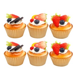 Vkinman Artificial Fruit 6Pcs Realistic Artificial Cupcake Models for Kitchen Bakery Art Painting Classroom Teaching Food Display Photography Props Decoration