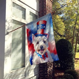 Caroline's Treasures DAC5818CHF Westie Patriotic American House Flag Large Porch Sleeve Pole Decorative Outside Yard Banner Artwork Wall Hanging, Polyester, House Size, Multicolor