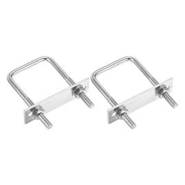 DTGN M8x50x100mm U Bolts Square Kit - 2Set - 304 Stainless Steel U-Bolt Kit with Nuts, Washers, Frame Plate - Good for DN50 Pipe, Trailer, Automotive, Leaf Spring Fastener