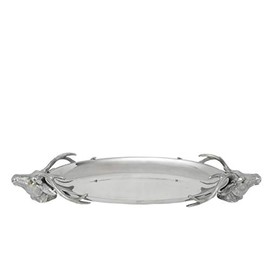 Arthur Court Designs Aluminum Deer Head Centerpiece for Cheese Canapes Pastries Aluminum Easter Tray Refined Rustic 24 inch x 9 inch