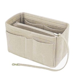 Lckaey Purse Organizer Felt Bag Insert Handbag & Tote Shaper For Speedy Neverfull Totebag with zipper 3032beige-S