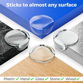 deleyCON 12 Stück Eckenschutz Baby - Selbstklebend Silikon Transparent Weich Rund 20mm x 43mm - Baby Kinder Eckschutz Kantenschutz Tischkantenschutz für Holz, Metall, Tisch, Glastisch UVM.