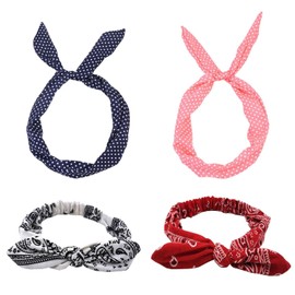 4 Pieces Bow Headbands, Retro Headbands, Fashion Printed Headbands, Clothing Accessories, Hair Accessories, Women's Hair Accessories