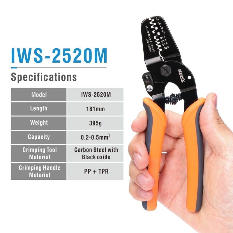 iCrimp IWS-2520M Mini Crimping Tools, Crimping Tool with Open Barrel