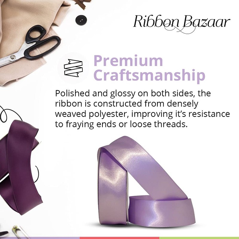 Ribbon Bazaar Wired Double Faced Satin - Red 1-1/2" 25yd