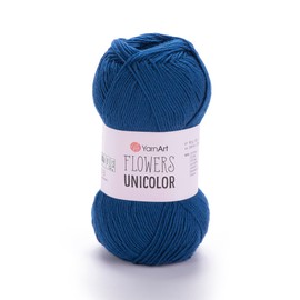 YarnArt Flowers Unicolor – 55% Cotton, 45% Acrylic – Fingering Weight Yarn – 50g (1.76 oz), 218 yds – Ideal for Knitting & Crochet – Soft, Solid Color Skein for Summer Projects