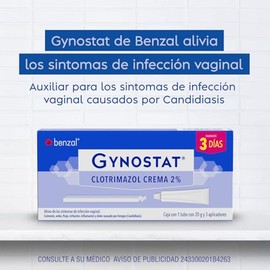 Benzal Crema GynoStat, Tratamiento para Infecciones Vaginales, 3 dosis Diaria, 3 Aplicadores de 20g