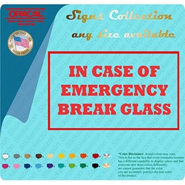 in Case of Emergency Break Glass 3" X 5" Vinyl Decal Sticker Business Fire Hot Red
