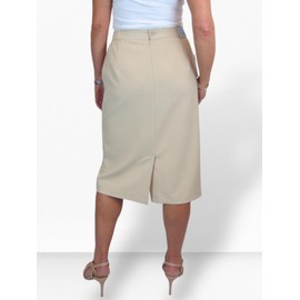 Paulo Due Lined Pencil Skirt for Women Smart Ladies Below Knee Elasticated Waist Skirt Office Evening Beige 10-24 (16)