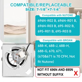 【Upgrade Pure Copper】 696N-R02 B Unit 50CFM Fan, Compatible with Broan 688-K, 688-G, 688-H, 688-J, Compatible with Nutone 696N-R01/R02 B Unit, 2.0Sones, S97012026 Bathroom Fan Motor Assembly
