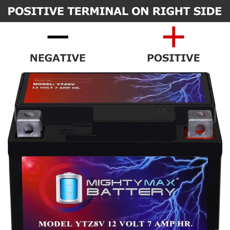 Mighty Max Battery YTZ8V 12V, 7Ah, AGM, Replacement Battery Compatible