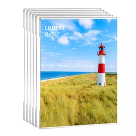 Ludery 8x10 Acrylic Picture Frames,Set of 6 Clear Photo Frame for Wall,Clear Frameless picture Frames 8 x 10,Floating Hanging Picture Frames 8 x 10 for Home, School, Office