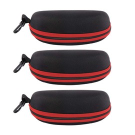 EKdirect Pack of 3 Sunglasses Glasses Case, Zip Hard Shell with Belt Clip - red