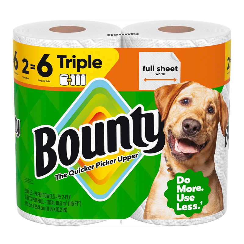 Bounty Toallas de papel de hoja completa, color blanco, 2
