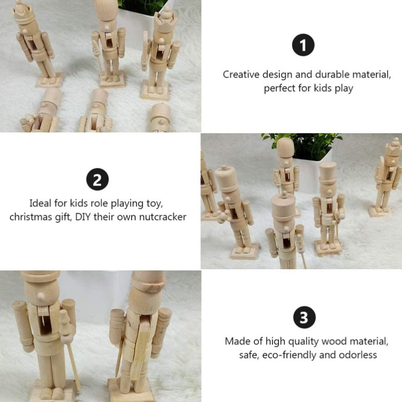 6pcs 12cm Christmas Nutcracker Ornament Set Wooden Nutcracker Character Soldier