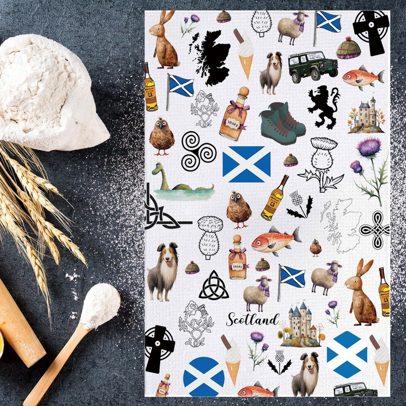 MYSOMY Scottish Kitchen Towels Scottish Kitchen Decor Scottish Thistle Towel