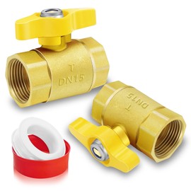 Gas Valve, 2pcs 1/2 Gas Ball Valves with 1/2'' FIP x 1/2'' FIP Thread, 1/4-Turn Handle Brass Gas Ball Valve, Propane Shut off Valve, for Boilers, Water Heaters, Furnaces, Fireplaces, and Gas Stoves