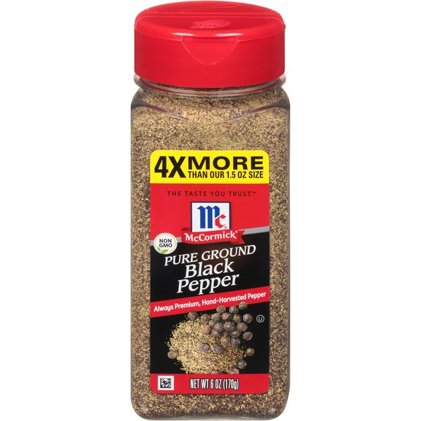 McCormick Pure Ground Black Pepper, Value Size, 6 oz