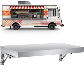 Vercraft Stainless Steel Folding Shelf Wall Mounted, Commercial Concession Serving Shelf for Food Truck, Trailer Window, Kitchen, Restaurant, Garage, Utility Room(12"x47")