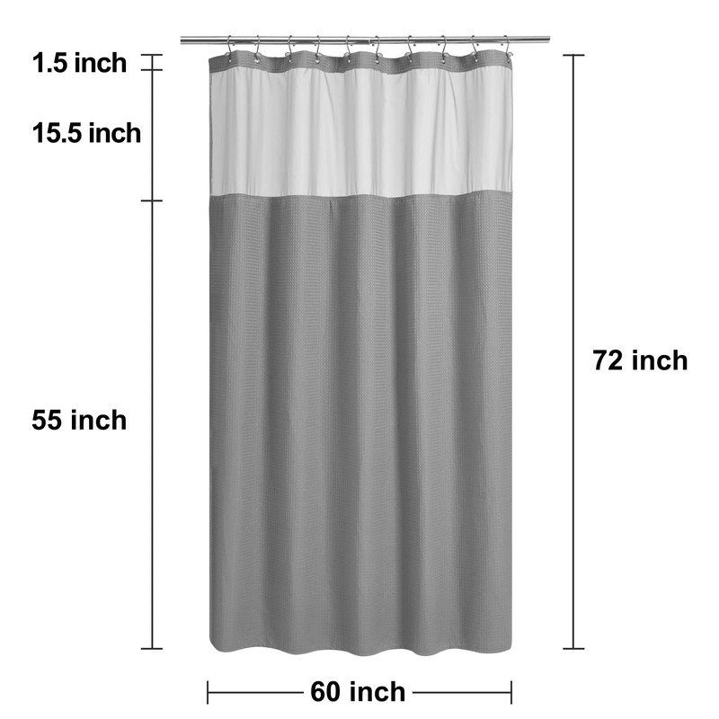 N&Y HOME 60 Inch Waffle Weave Shower Curtain with Snap-in