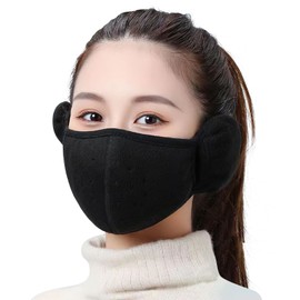 PALAME Thermal Mask Face Cover Ear Pads 2 in 1 Winter [Face and Ear Warmth, Elastic Included, Free Breathing] Ear Cover, Women's, Breathable, Non-Breathable, Soft, Warm, For Work or School Commutes,