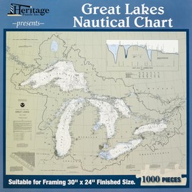 Heritage Puzzle Great Lakes Nautical Chart 1000 Piece Nautical & Coastlines Jigsaw Puzzle