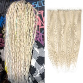 Pouweney 10PCS Clip in Dreadlock Extensions Full Sets, 24 inch Synthetic Clip Dreads Extensions Handmade Soft(blonde, Clip-in 40 Strands)