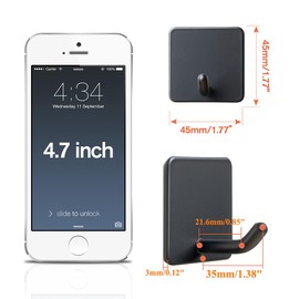 FOTYRIG Adhesive Towel Hooks No Drill Wall Hooks Stick on Wall Hangers Shower Hooks for Inside Shower Bathrooms Kitchen Door Black -4 Packs