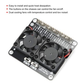 Bewinner Double Computer Case Cooling Fan, 40Pin Expansion Board Heat Sink Active Cooling Dual Fans with LED Light for 4B/3B+/3B Cooling Fan Water Cooling Systems