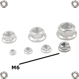 Locking Tooth Nuts M6 Stainless Steel A2 / V2A - DIN 6923 - Flange Nut with Locking Toothing - Pack of 100